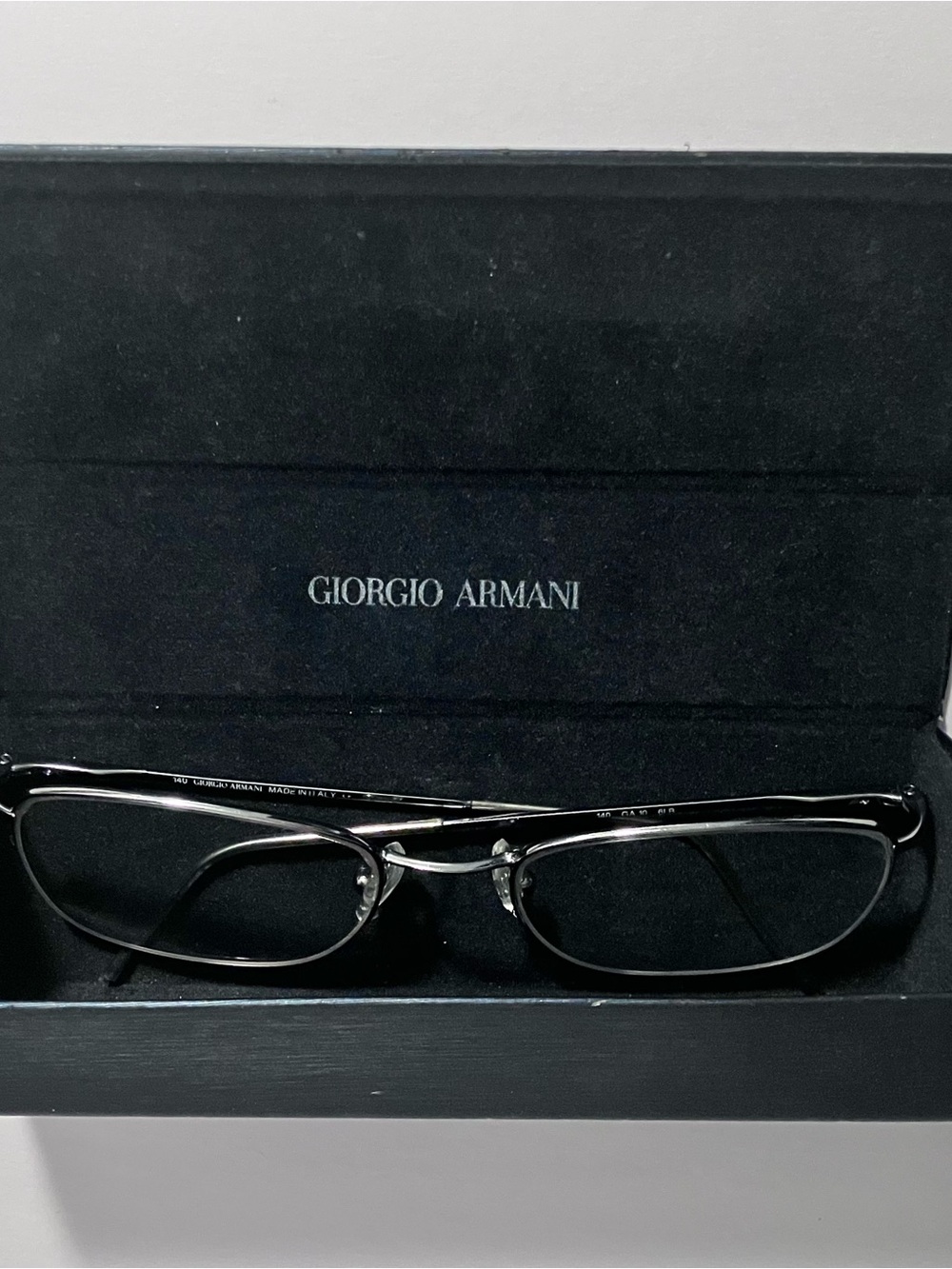 Vintage GIORGIO ARMANI Eyeglasses / 140 GA10 6LB / Circa 2000 / RUTHENIUM Plated